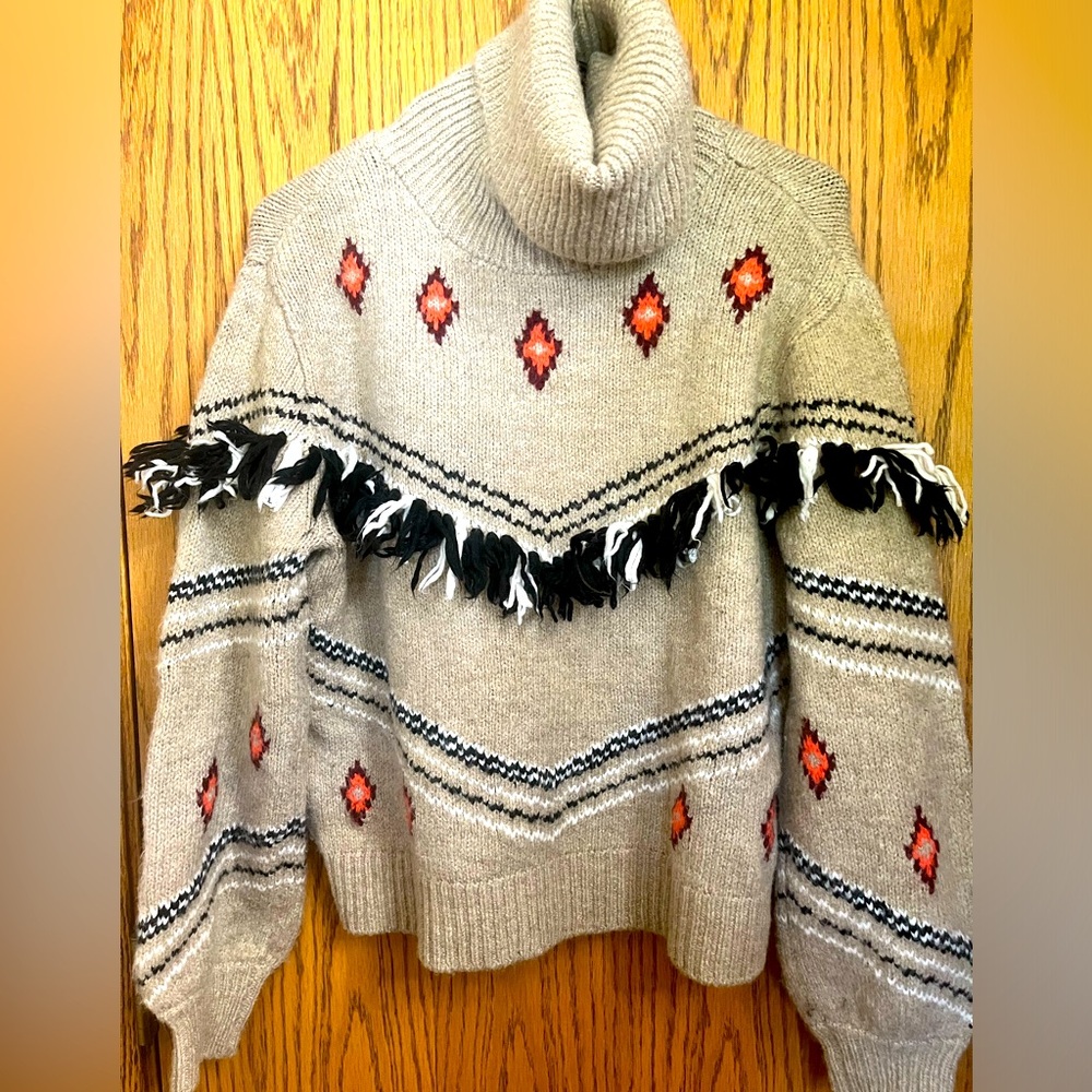 Lou & Grey turtleneck sweater with fringe detailing